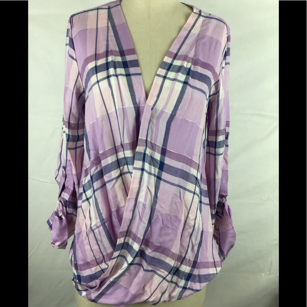 Soho New York & co. multicolor plaid blouse large